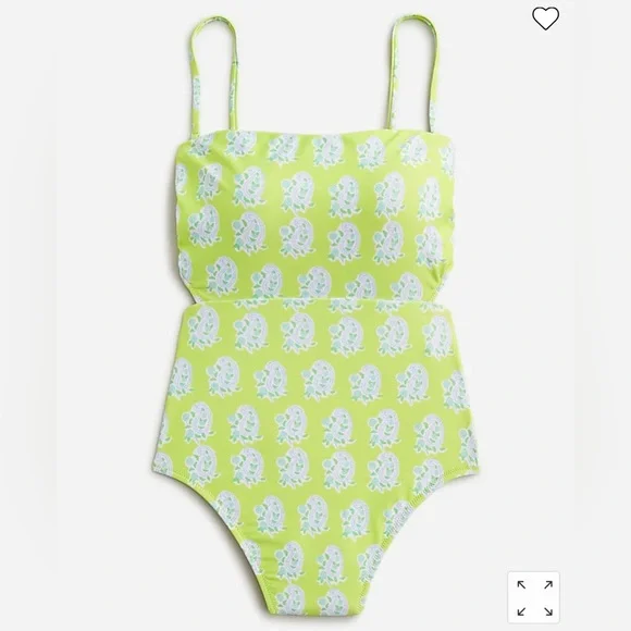 J.Crew SZ Blockprints™ X cutout one-piece swimsuit in green paisley